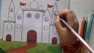 How to Colour a Castle House for Kids l Painting for kids l Castle Coloring for kids l Apoorv Saraf