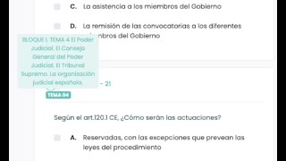 tema o bloque de cada pregunta