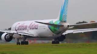 Caribbean Airlines Boeing 767-316 9Y-LHR takeoff at London Gatwick Airport 12.10.2014