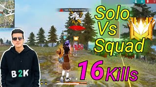 Solo Vs Squad 16 Kills Game Pley free fire B2k Stail Bangladesh Pleyar. ১৬কিল