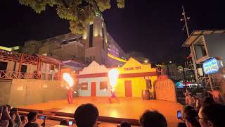 SunWay Lagoon fire show welcoming folk with a bang fire