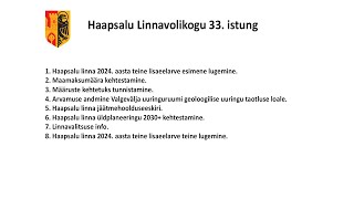 Haapsalu Linnavolikogu istung (26.09.2024)