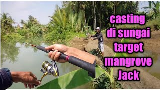 mencoba mancing casting di sungai dengan target  perburuan mangrove jack