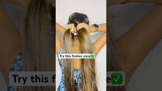 Try this festive hairstyle ✅ #longhairstyles #hairtutorial #shortsvideo #ytshorts #hairvlog