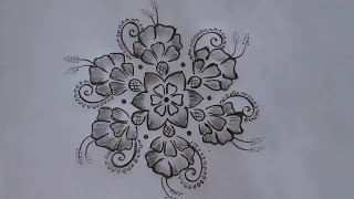 9*5 dots flowers rangoli design || daily creative rangolis || chukkala muggulu@lavyacreativerangoli