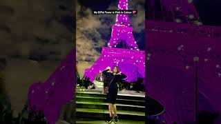 My Eiffel Tower is Pink in colour. What colour is yours? #eiffetower #paris #pink #travel #ytshort