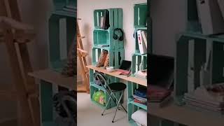 Como hacer un mueble organizador y escritorio con huacales, video completo en mi canal de youtube...