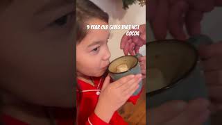 9 year old gives Dad Hot Cocoa. #holidays  #christmas #hotcocoa #viral #family #shorts