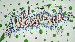 Cara Menggambar Grafiti  "INDONESIA"