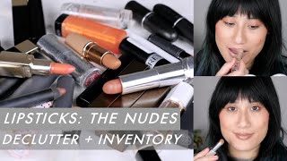 LIP SWATCHING ALL MY LIPSTICKS - Part 1: Nudes / Declutter & Inventory