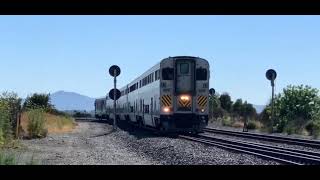 Amtrak trains along the water