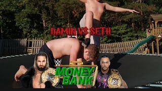 DAMIN VS SETH ROLLINS MONEY INTHE BANK ON TRAMPOLINE!!!!!!!!!