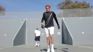 Handball at Robb Field:  Erik Vs Tony Singles Match (5 Games)