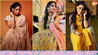 Elegant Sitting Photos of Aishwarya Sharma Bhatt 💚🧡