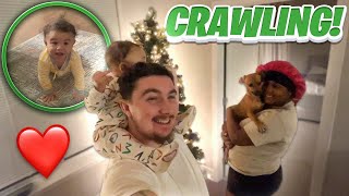 COREY FIRST TIME CRAWLING!! *WE PUT OUR CHRISTMAS TREE UP* FAMILY VLOG