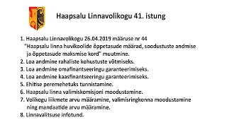 Haapsalu Linnavolikogu 41 istung (25.06.2021)