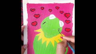 ||cute painting||love cute mendak(frog)#art#viral#shortvideo#acrylic#canvas#painting#