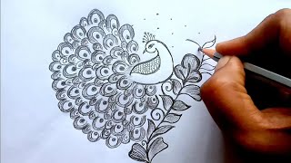 9*5 dots peacock rangoli design||creative rangolis for beginners||chukkalamuggu@lavyacreativerangoli