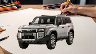 How to draw a Toyota Land Cruiser Prado 2024 suv step by step