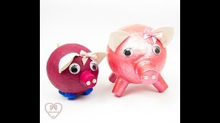 how to make a piggy bank baloon - Świnka skarbonka z balona (papermarche)