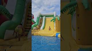 Budva. Montenegro. Trampoline.Jaz beach. Water slide#trampoline#beach#budwa#montenegro