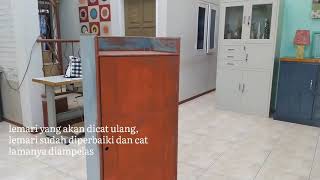 Mengecat lemari kayu lama pakai cat sablon | hasil okay memuaskan