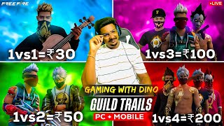 GUILD TRAILS 🔥1VS1=30, 1VS2=50, 1VS3=100 😨1VS4 WIN AND GET 200 ₹💥 TELUGU FACE CAM LIVE❤️