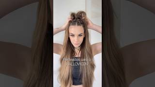 Penteado para o Halloween com elásticos. #halloween #penteados #penteadossimples #hairtutorial