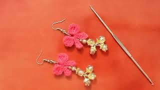 How to make crochet earrings/ very easy and cute crochet earrings 💖