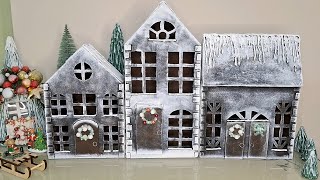 🎄НОВОРІЧНА композиція 🏘 БУДИНОЧКИ з картону за копійки! Зроби сам! DIY. Christmas.