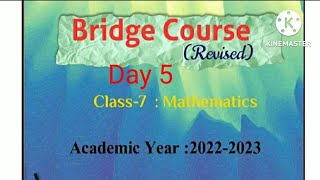 Class 7 | Bridge course | Day 5 | Subject Maths  | सेतू  अभ्यासक्रम इयत्ता सातवी | दिवस 5