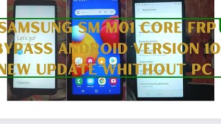 Samsung sm m01 core frp bypass Android version 10 new update whithout pc Google account remove 100%