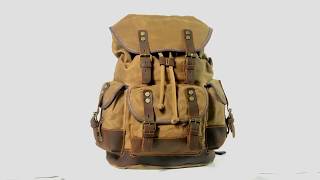 Vintage Canvas Backpack Waterproof Traveling Hiking -- Woosir