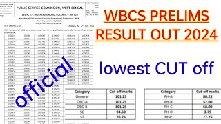 WEST BENGAL  WBSC  PRELIMS RESULT OUT 2024 & CATEGORY WISE CUTOFF 😲