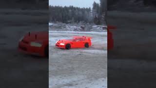 4wd touring car on snow covered dirt road slowmo #shorts