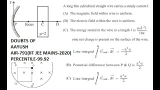 MAGNETIC FIELD + GEOMETRICAL OPTICS +EMI INDUCE CURRENT DOUBTS OF AAYUSH AIR-791  BY RKH SIR