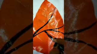 leaf painting art#easy#acrylic  painting #short# love #birds