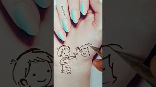 Couple mehndi design ❤ | How to draw bride and groom  #shorts