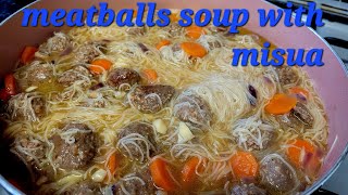 Beef meatballs soup with misua