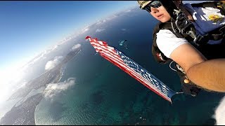 4th of July 2017 US Flag Banner Jump Kailua Bay.