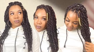 HOW TO: JUMBO SENEGALESE ROPE TWISTS Tutorial | Rubber Band Method | EASY Protective Style