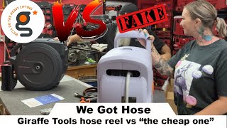 Hose reel shoot out ! Giraffe Tool vs "knock Off" no more kinky hose !  Using my Milwaukee Tools