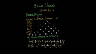 MATHEMATICS || Binomial Expansion Method 1 || Pascal Triangle | Lecture 2 || #maths