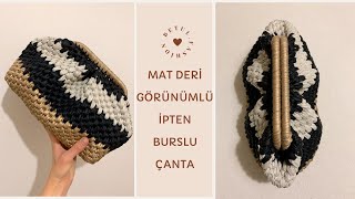 🤎🖤🩶3 RENK MAT DERİ İPTEN BURSLU ÇANTA -20 CM BURS