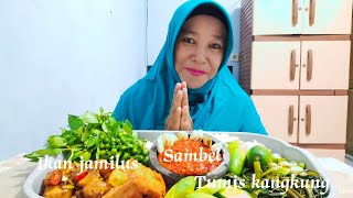 Mukbang ikan jamilus.tumis kangkung.tempe sambel dan lalapan‼️enaknya mantul❤️