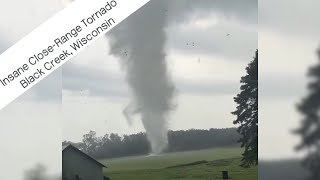 Epic Close-Range Damaging Tornado Encounter - Black Creek, Wisconsin