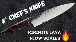 🔥 Hand Forged 8" Chef's Knife with Kirinite Lava Flow Handle Scales 🔥 | Knife Making