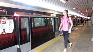 SMRT Trains at NS16 Ang Mo Kio Northbound Side and Middle during Morning Peak Hours