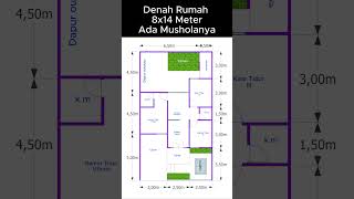 Denah Rumah 8x14 Meter  #denahrumah #desianrumah #denahrumahminimalis #rumah