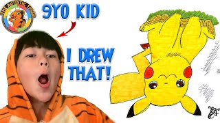 9yo Autistic Savant Draws UPSIDE DOWN - Pikachu | Pokemon